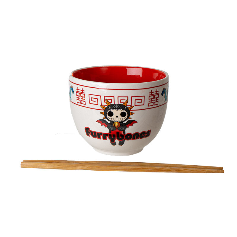 FURRYBONES SCORCHIE BOWL WITH CHOPSTICKS C/24
