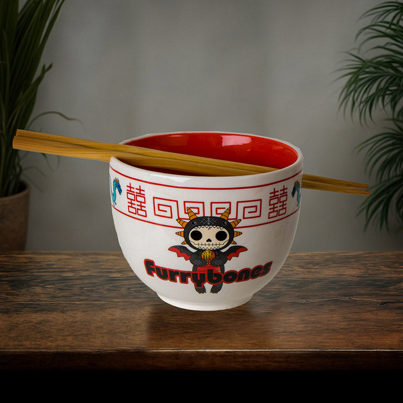 FURRYBONES SCORCHIE BOWL WITH CHOPSTICKS C/24